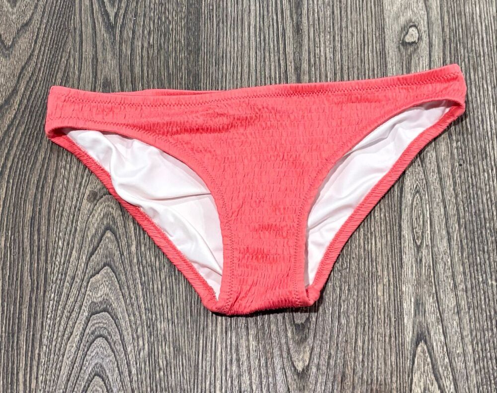 Vince Camuto Women's Crinkle Textured Bikini Bottom Swimwear Coral Size Medium